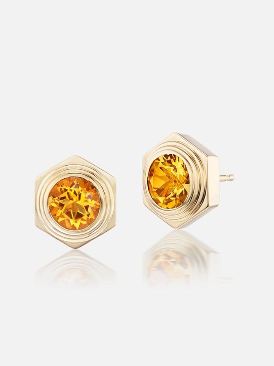 Jewelry Harwell Godfrey | Hexed Citrine Stud Earrings