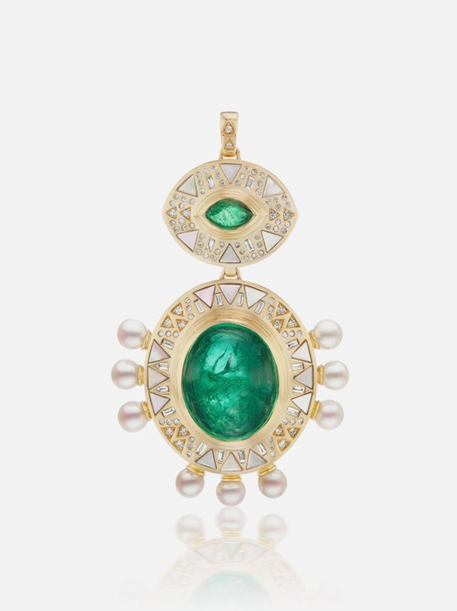 Jewelry Harwell Godfrey | Harwell Godfrey X Muzo Emerald Cabochon Pendant Necklace