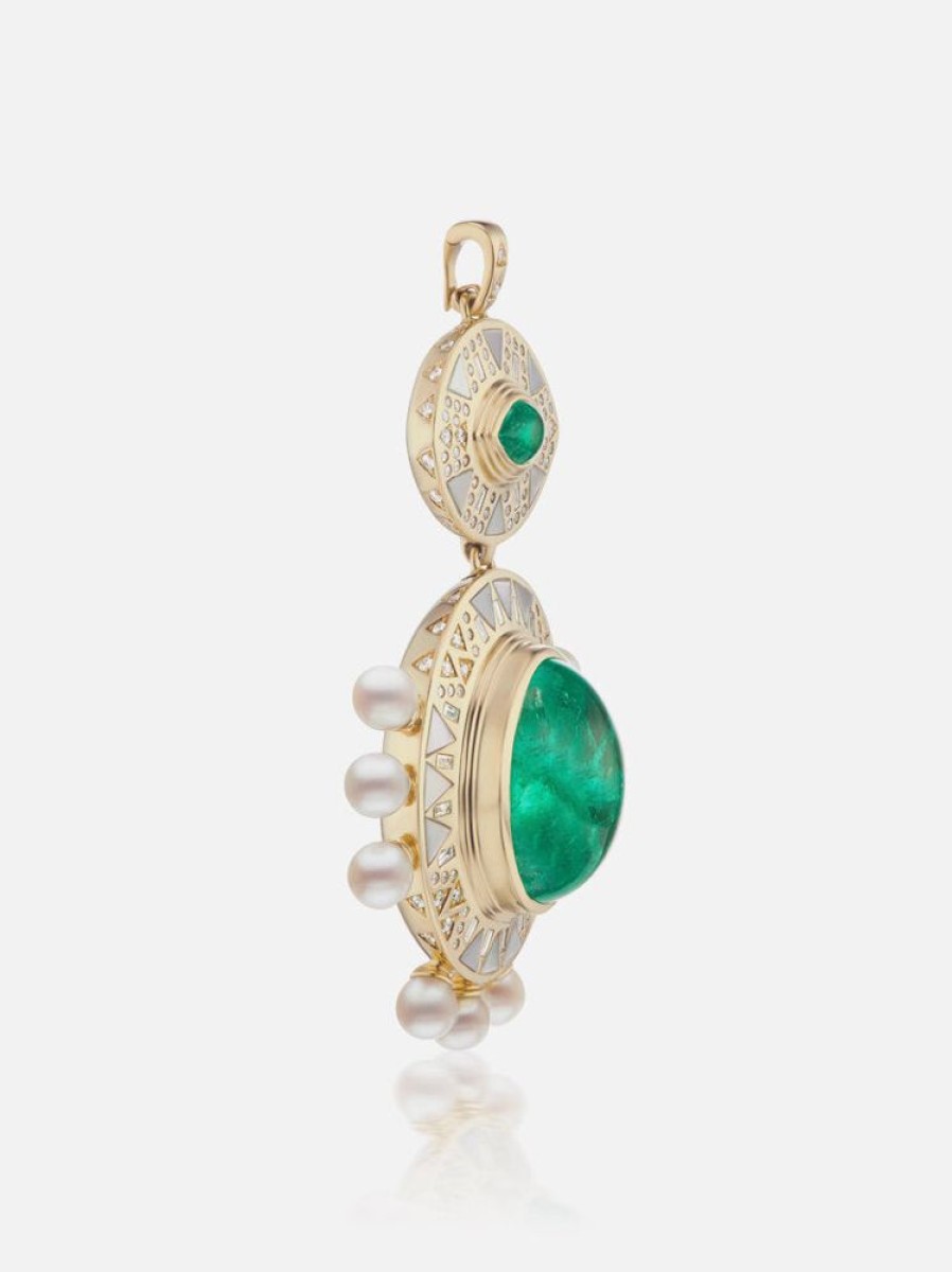 Jewelry Harwell Godfrey | Harwell Godfrey X Muzo Emerald Cabochon Pendant Necklace