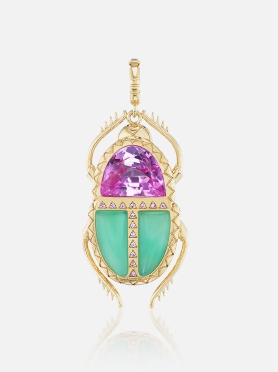 Jewelry Harwell Godfrey | Scarab Pendant Pink Topaz And Chrysoprase