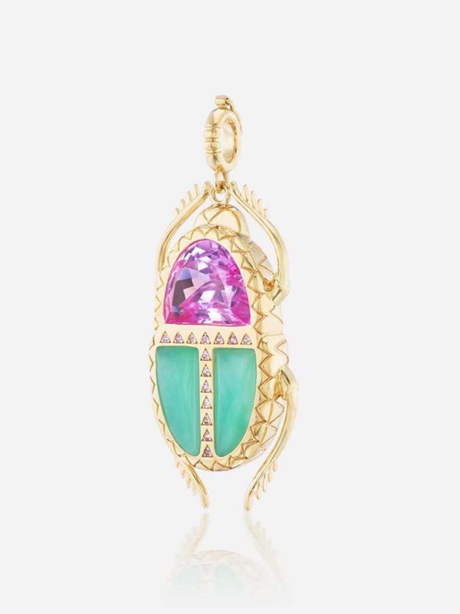 Jewelry Harwell Godfrey | Scarab Pendant Pink Topaz And Chrysoprase