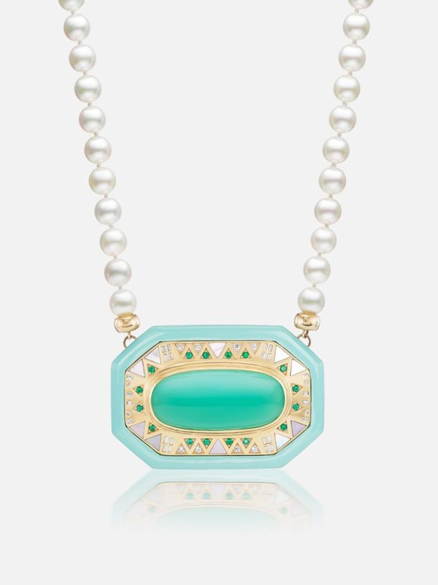 Jewelry Harwell Godfrey | Chrysoprase And Pearl Pendant Necklace