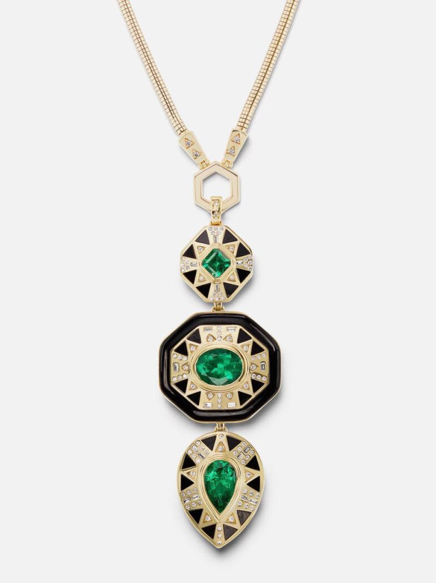 Jewelry Harwell Godfrey | Harwell Godfrey X Muzo Emerald Totem Pendant Necklace Set