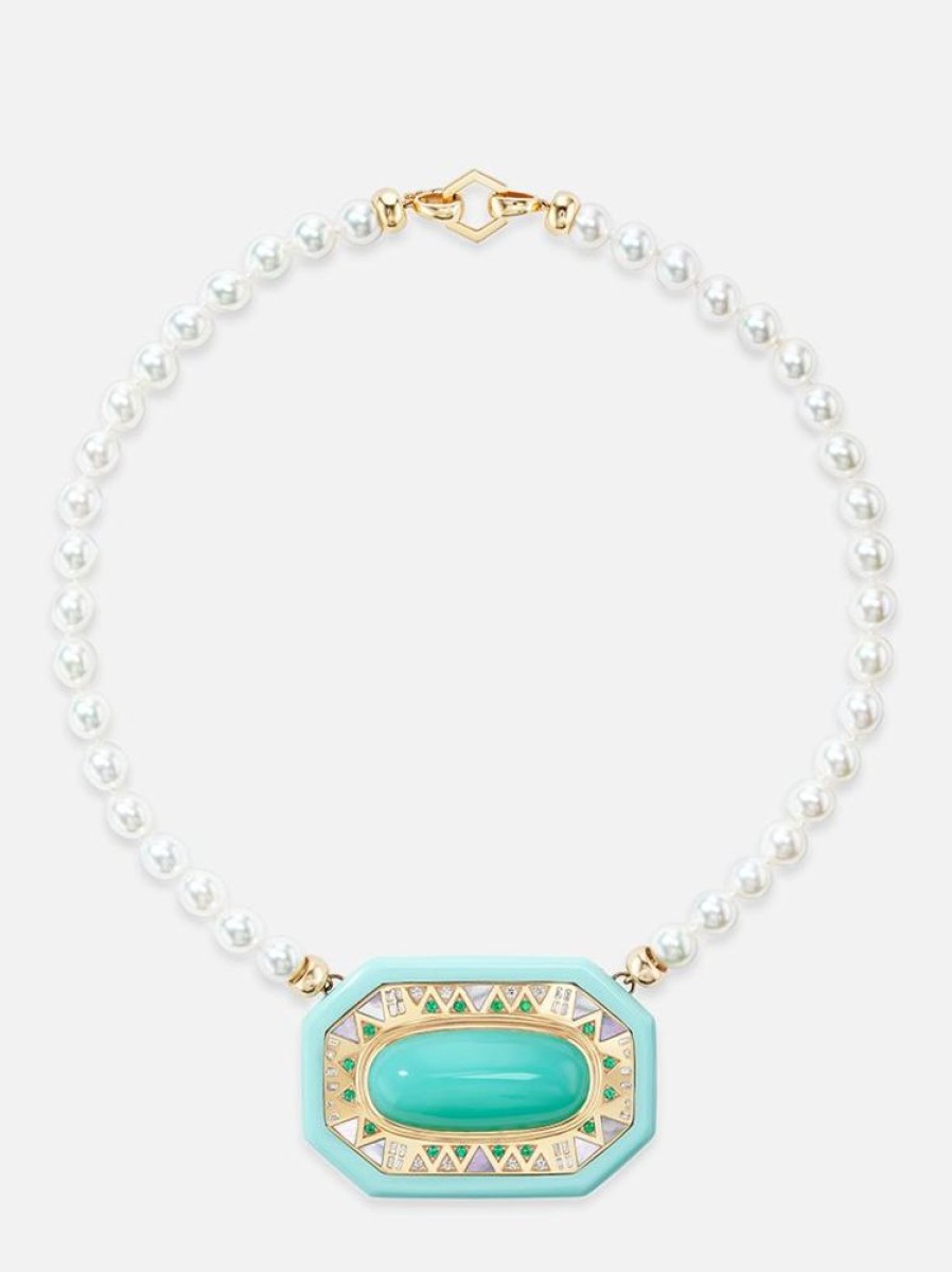 Jewelry Harwell Godfrey | Chrysoprase And Pearl Pendant Necklace