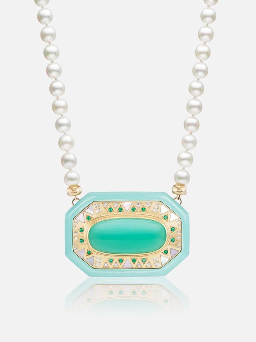 Jewelry Harwell Godfrey | Chrysoprase And Pearl Pendant Necklace