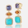 Jewelry Harwell Godfrey | Tanzanite - Mandarin Garnet - Turquoise - Diamond Drop Earrings