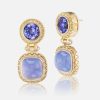 Jewelry Harwell Godfrey | Tanzanite - Calcedony - Diamond Drop Earrings