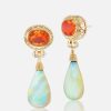 Jewelry Harwell Godfrey | Fire Opal - White Opal - Diamond Drop Earrings Rts