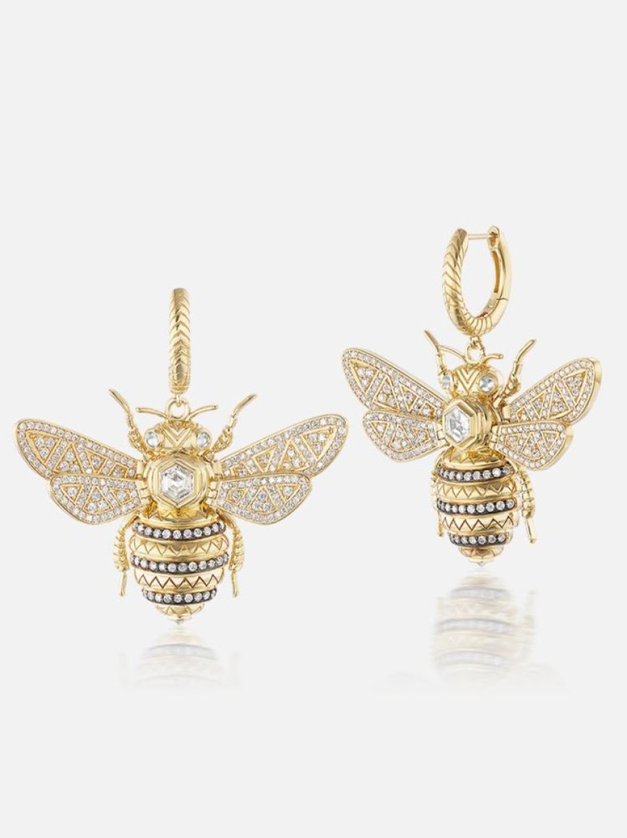 Jewelry Harwell Godfrey | Honey Bee Drop Huggies Diamond