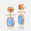 Jewelry Harwell Godfrey | Mandarin Garnet - Opal - Calcedony - Diamond Drop Earrings