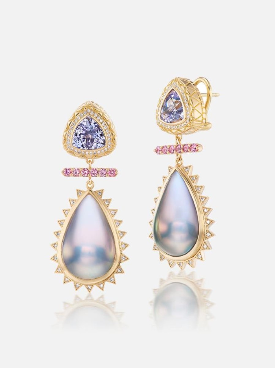 Jewelry Harwell Godfrey | Tanzanite - Pearl - Diamond Drop Earrings