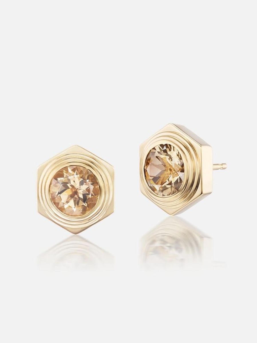 Jewelry Harwell Godfrey | Hexed Smokey Topaz Stud Earrings