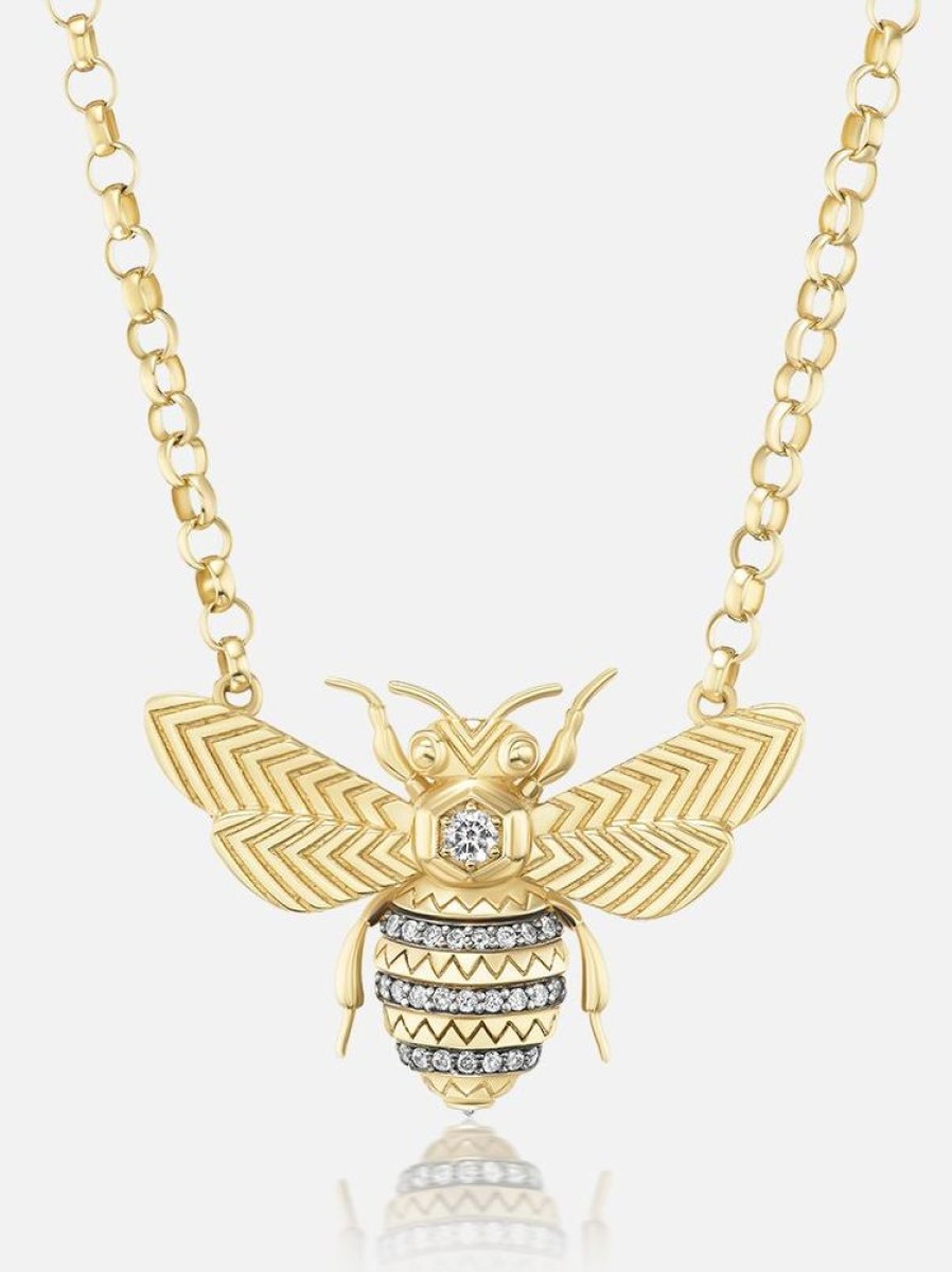 Jewelry Harwell Godfrey | Mini Bee Pendant Necklace Diamond