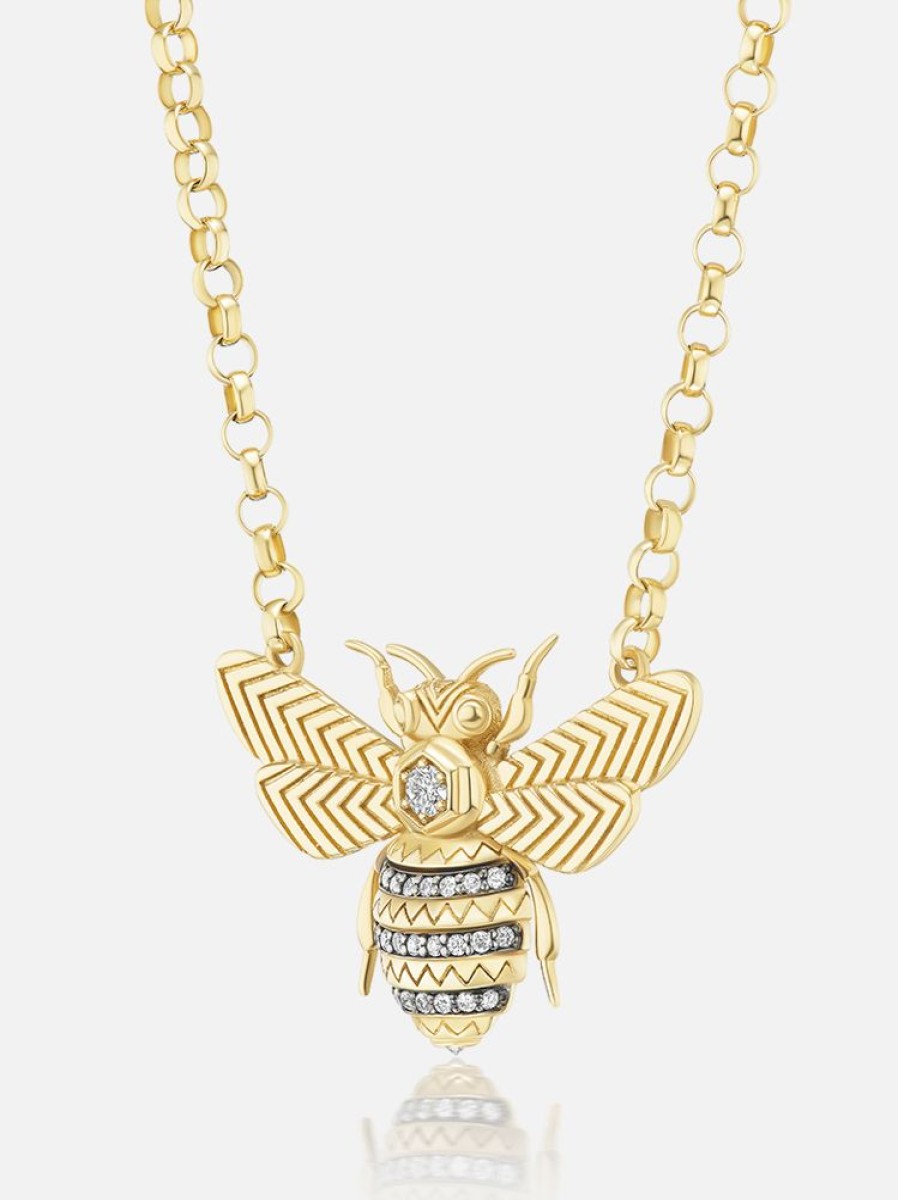 Jewelry Harwell Godfrey | Mini Bee Pendant Necklace Diamond