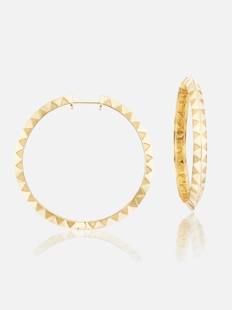 Jewelry Harwell Godfrey | Knife Edge Textured Gold Hoops