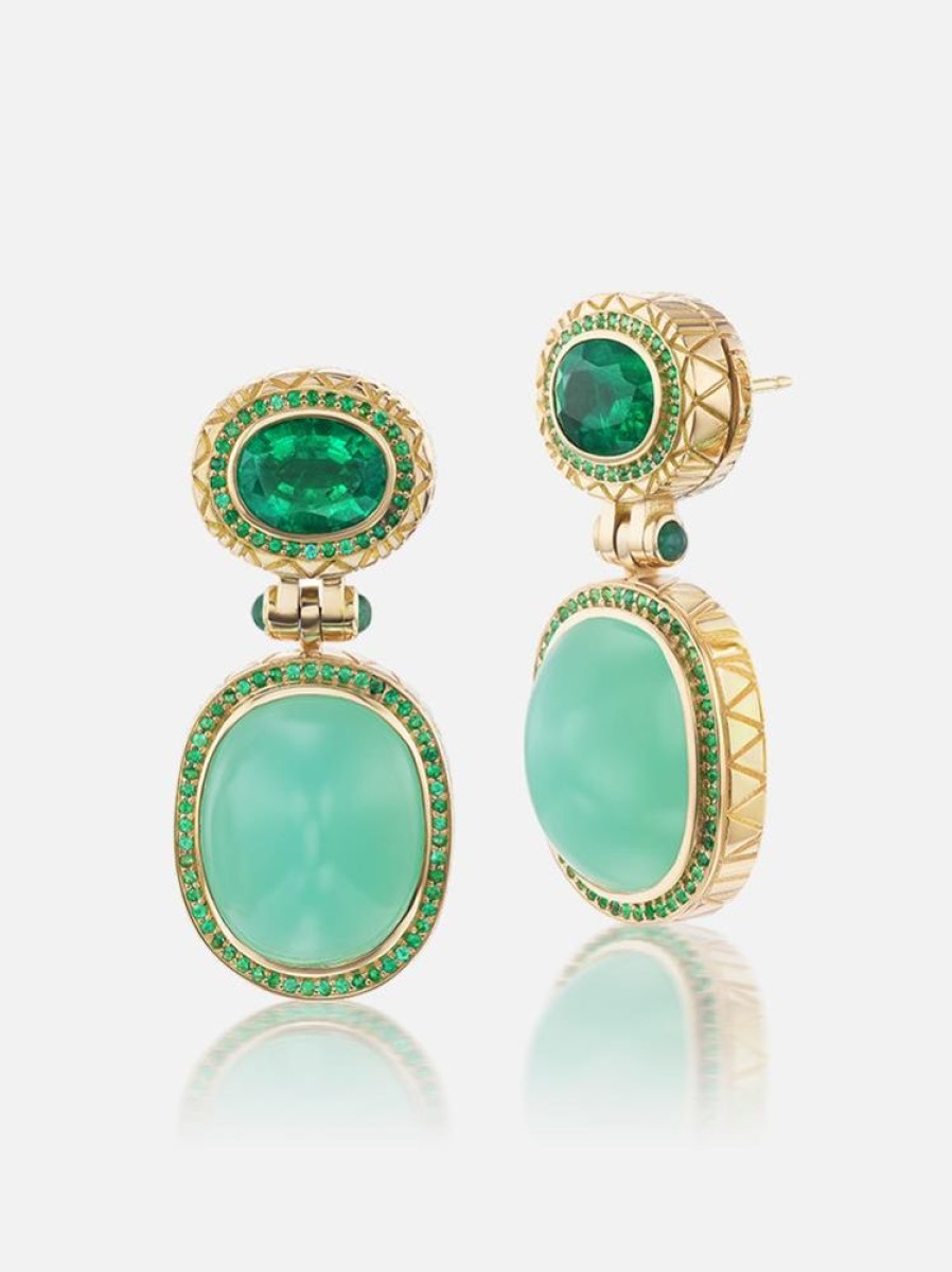 Jewelry Harwell Godfrey | Chrysoprase - Emerald Drop Earrings Rts