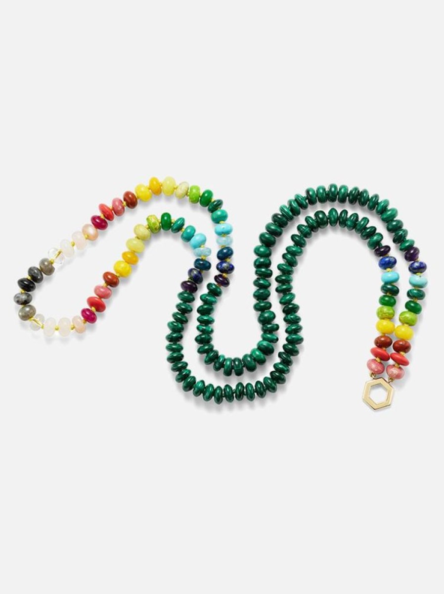 Jewelry Harwell Godfrey | 32" Malachite And Rainbow Bead Foundation Necklace