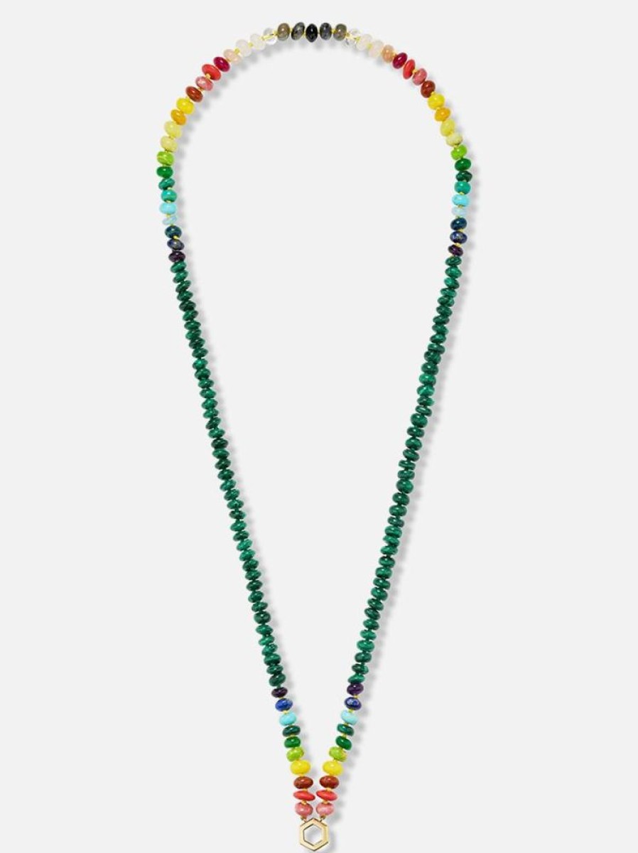 Jewelry Harwell Godfrey | 32" Malachite And Rainbow Bead Foundation Necklace