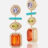 Jewelry Harwell Godfrey | Fire Opal - Tanzanite - Canary Tourmaline - Turquoise - Diamond Drop Earrings