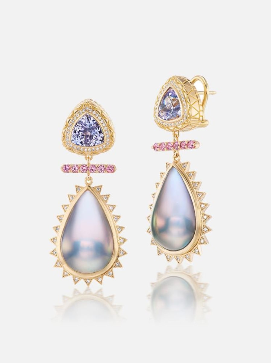 Jewelry Harwell Godfrey | Tanzanite - Pearl - Diamond Drop Earrings