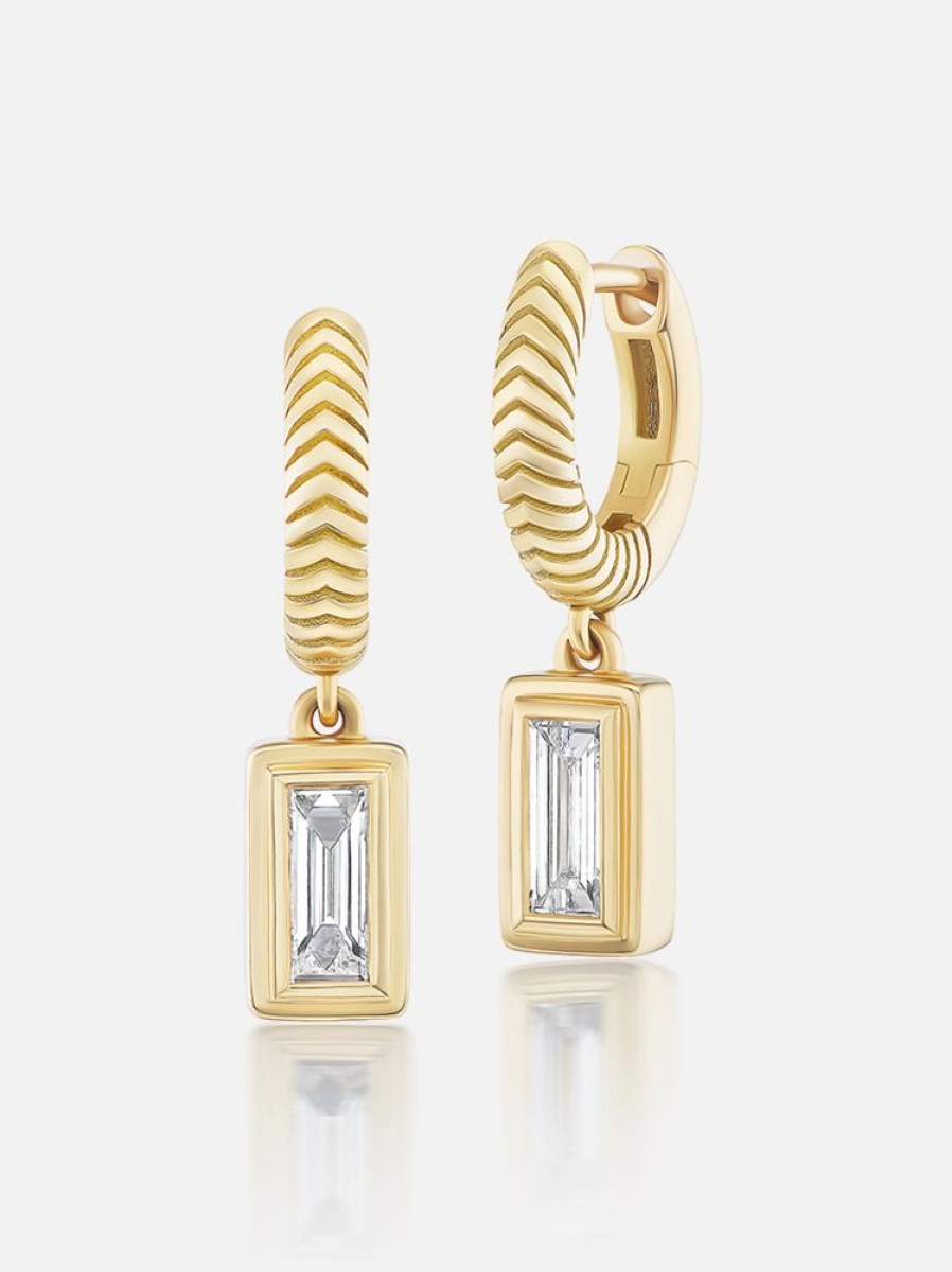 Jewelry Harwell Godfrey | Diamond Baguette Drop Huggies