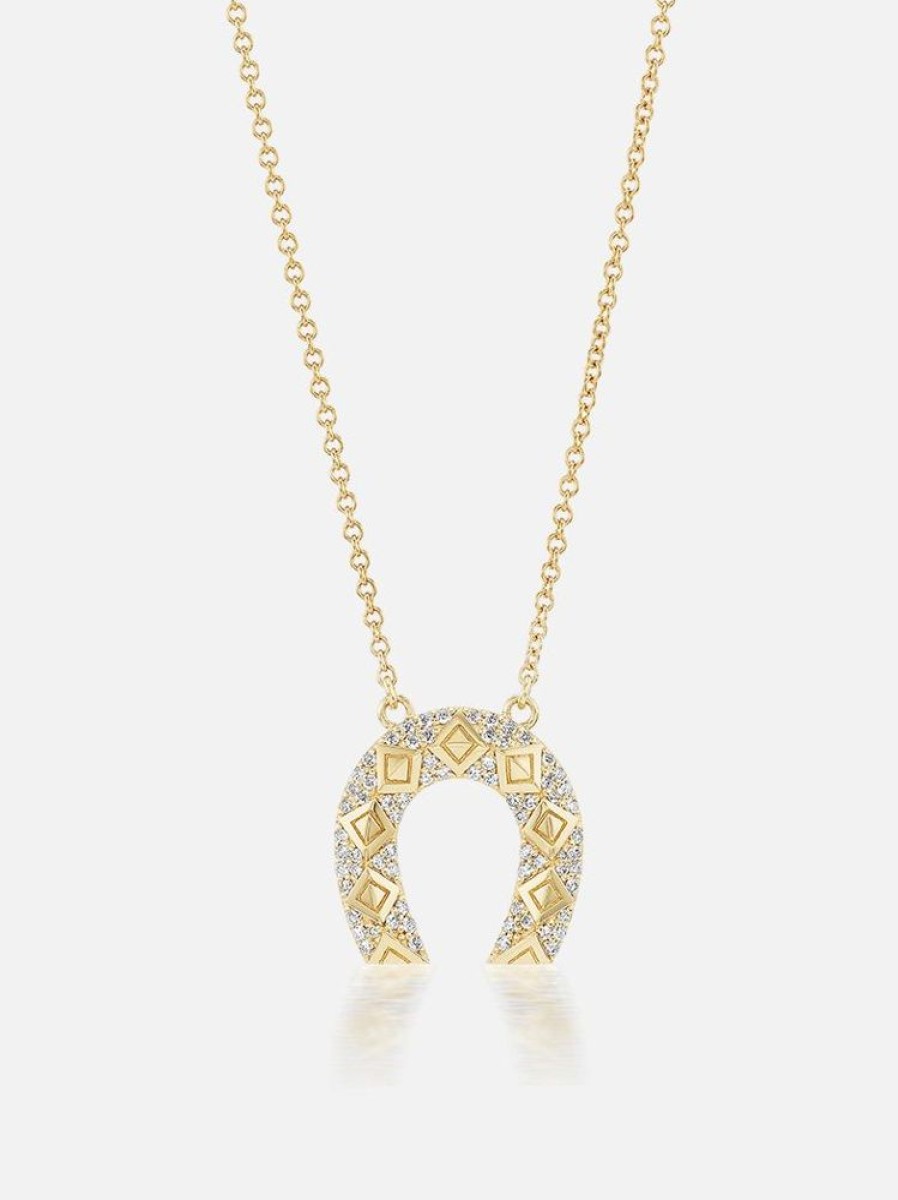 Jewelry Harwell Godfrey | Mini Diamond Horseshoe Pendant Necklace