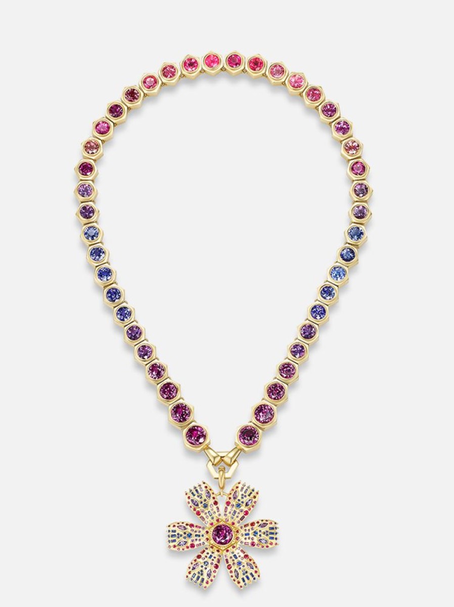 Jewelry Harwell Godfrey | Poppy Pendant Garnet Tennis Necklace Set